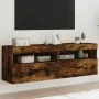 Wand-TV-Möbel mit LED-Lichtern, 2 Stück, in geräucherter Eiche, 60x30x40 cm. von , TV-Möbel - Ref: Foro24-837192, Preis: 87,2...