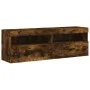 Muebles TV de pared luces LED 2 uds roble ahumado 60x30x40 cm by , TV Furniture - Ref: Foro24-837192, Price: 87,22 €, Discoun...