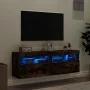 Wand-TV-Möbel mit LED-Lichtern, 2 Stück, in geräucherter Eiche, 60x30x40 cm. von , TV-Möbel - Ref: Foro24-837192, Preis: 87,2...