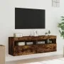 Wand-TV-Möbel mit LED-Lichtern, 2 Stück, in geräucherter Eiche, 60x30x40 cm. von , TV-Möbel - Ref: Foro24-837192, Preis: 87,2...