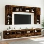 Wand-TV-Möbel mit LED-Lichtern, 2 Stück, in geräucherter Eiche, 60x30x40 cm. von , TV-Möbel - Ref: Foro24-837192, Preis: 87,2...