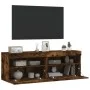 Wand-TV-Möbel mit LED-Lichtern, 2 Stück, in geräucherter Eiche, 60x30x40 cm. von , TV-Möbel - Ref: Foro24-837192, Preis: 87,2...