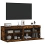 Wand-TV-Möbel mit LED-Lichtern, 2 Stück, in geräucherter Eiche, 60x30x40 cm. von , TV-Möbel - Ref: Foro24-837192, Preis: 88,6...