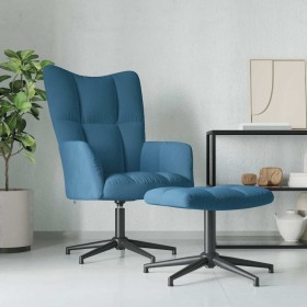 Sillón de relax con taburete terciopelo azul en Sillones | Comprar online en Foro24