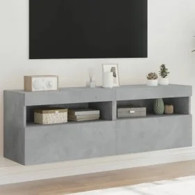 Wand-TV-Möbel mit LED-Lichtern, 2 Stück, Beton-Grau, 60x30x40 cm. von , TV-Möbel - Ref: Foro24-837190, Preis: 85,23 €, Rabatt: %