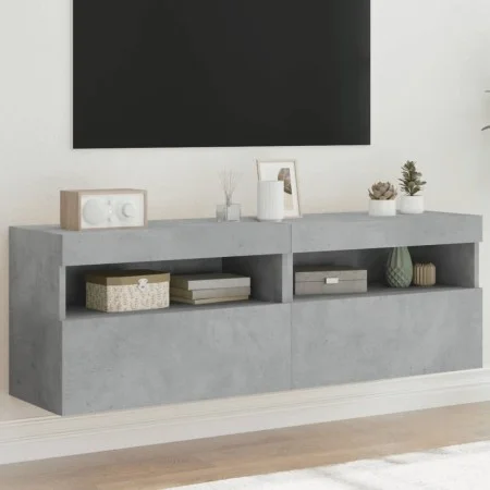 Wand-TV-Möbel mit LED-Lichtern, 2 Stück, Beton-Grau, 60x30x40 cm. von , TV-Möbel - Ref: Foro24-837190, Preis: 85,23 €, Rabatt: %