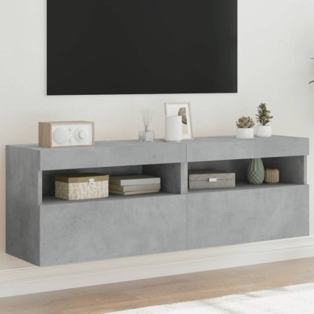 Wand-TV-Möbel mit LED-Lichtern, 2 Stück, Beton-Grau, 60x30x40 cm. von , TV-Möbel - Ref: Foro24-837190, Preis: 86,36 €, Rabatt: %