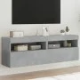 Muebles TV de pared luces LED 2 uds gris hormigón 60x30x40 cm by , TV Furniture - Ref: Foro24-837190, Price: 85,23 €, Discoun...