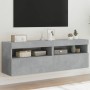 Wand-TV-Möbel mit LED-Lichtern, 2 Stück, Beton-Grau, 60x30x40 cm. von , TV-Möbel - Ref: Foro24-837190, Preis: 86,36 €, Rabatt: %