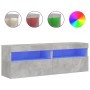 Muebles TV de pared luces LED 2 uds gris hormigón 60x30x40 cm by , TV Furniture - Ref: Foro24-837190, Price: 86,36 €, Discoun...
