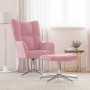 Sillón de relax con taburete terciopelo rosa en Sillones | Comprar online en Foro24