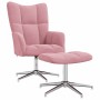 Sillón de relax con taburete terciopelo rosa en Sillones | Comprar online en Foro24