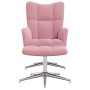 Sillón de relax con taburete terciopelo rosa en Sillones | Comprar online en Foro24