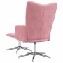 Sillón de relax con taburete terciopelo rosa en Sillones | Comprar online en Foro24