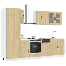 Mueble cocina Kalmar roble sonoma 8 pzas madera contrachapada en Armarios de cocina | Comprar online en Foro24