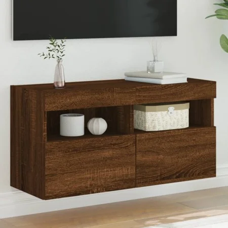 Wand-TV-Möbel mit LED-Lichtern, Eiche braun, 80x30x40 cm. von , TV-Möbel - Ref: Foro24-837209, Preis: 61,86 €, Rabatt: %