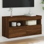 Wand-TV-Möbel mit LED-Lichtern, Eiche braun, 80x30x40 cm. von , TV-Möbel - Ref: Foro24-837209, Preis: 65,13 €, Rabatt: %