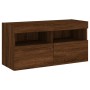Mueble de TV de pared con luces LED roble marrón 80x30x40 cm by , TV Furniture - Ref: Foro24-837209, Price: 65,13 €, Discount: %