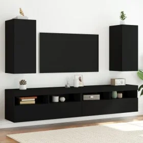 Muebles de TV de pared con luces LED 2 uds negro 30,5x35x70 cm by , TV Furniture - Ref: Foro24-837235, Price: 94,56 €, Discou...