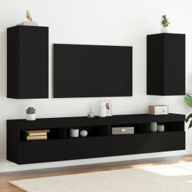 Wand-TV-Möbel mit LED-Lichtern, 2 Stück, schwarz, 30,5x35x70 cm. von , TV-Möbel - Ref: Foro24-837235, Preis: 99,60 €, Rabatt: %