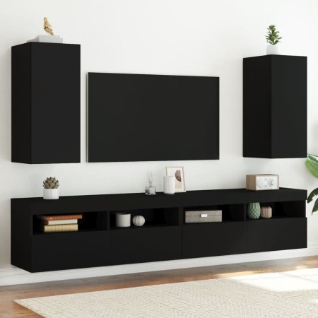Wand-TV-Möbel mit LED-Lichtern, 2 Stück, schwarz, 30,5x35x70 cm. von , TV-Möbel - Ref: Foro24-837235, Preis: 99,60 €, Rabatt: %
