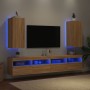 Muebles de TV pared luces LED 2 uds roble Sonoma 30,5x35x70 cm de , Muebles TV - Ref: Foro24-837237, Precio: 87,59 €, Descuen...