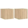 Muebles de TV pared luces LED 2 uds roble Sonoma 30,5x35x30 cm by , TV Furniture - Ref: Foro24-837223, Price: 53,75 €, Discou...