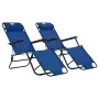 Folding sun loungers with footrest 2 units blue steel by vidaXL, Loungers - Ref: Foro24-44342, Price: 119,27 €, Discount: %