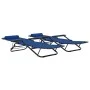 Folding sun loungers with footrest 2 units blue steel by vidaXL, Loungers - Ref: Foro24-44342, Price: 119,27 €, Discount: %