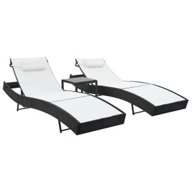 Sun loungers with table 2 units black textilene synthetic rattan by vidaXL, Loungers - Ref: Foro24-44894, Price: 315,19 €, Di...