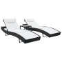 Sun loungers with table 2 units black textilene synthetic rattan by vidaXL, Loungers - Ref: Foro24-44894, Price: 315,19 €, Di...