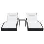Sun loungers with table 2 units black textilene synthetic rattan by vidaXL, Loungers - Ref: Foro24-44894, Price: 322,54 €, Di...