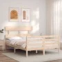 Bed frame with solid wood headboard 140x190 cm by , Beds and slatted bases - Ref: Foro24-3195071, Price: 114,22 €, Discount: %