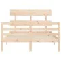 Bed frame with solid wood headboard 140x190 cm by , Beds and slatted bases - Ref: Foro24-3195071, Price: 114,22 €, Discount: %
