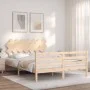 Bed frame with solid wood headboard 140x190 cm by , Beds and slatted bases - Ref: Foro24-3195266, Price: 119,73 €, Discount: %