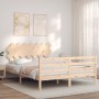 Bed frame with solid wood headboard 140x190 cm by , Beds and slatted bases - Ref: Foro24-3195266, Price: 126,42 €, Discount: %