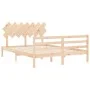 Bed frame with solid wood headboard 140x190 cm by , Beds and slatted bases - Ref: Foro24-3195266, Price: 119,73 €, Discount: %