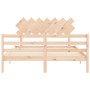 Bed frame with solid wood headboard 140x190 cm by , Beds and slatted bases - Ref: Foro24-3195266, Price: 126,42 €, Discount: %