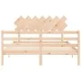 Bed frame with solid wood headboard 140x190 cm by , Beds and slatted bases - Ref: Foro24-3195266, Price: 119,73 €, Discount: %