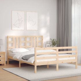 Bettgestell mit Massivholzkopfteil 140x190 cm von , Betten und Lattenroste - Ref: Foro24-3193901, Preis: 126,11 €, Rabatt: %