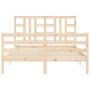 Bed frame with solid wood headboard 140x190 cm by , Beds and slatted bases - Ref: Foro24-3193901, Price: 126,02 €, Discount: %