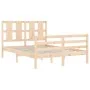Estructura de cama con cabecero madera maciza 140x190 cm de , Camas y somieres - Ref: Foro24-3194096, Precio: 124,78 €, Descu...