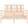 Bed frame with solid wood headboard 140x190 cm by , Beds and slatted bases - Ref: Foro24-3194096, Price: 131,78 €, Discount: %