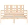 Estructura de cama con cabecero madera maciza 140x190 cm de , Camas y somieres - Ref: Foro24-3194096, Precio: 124,78 €, Descu...