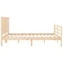 Double bed frame with solid wood headboard by , Beds and slatted bases - Ref: Foro24-3194511, Price: 167,32 €, Discount: %