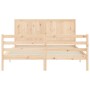 Double bed frame with solid wood headboard by , Beds and slatted bases - Ref: Foro24-3194511, Price: 169,84 €, Discount: %