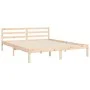 Double bed frame with solid wood headboard by , Beds and slatted bases - Ref: Foro24-3194511, Price: 167,32 €, Discount: %