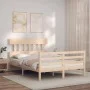 Estructura de cama con cabecero madera maciza 140x190 cm de , Camas y somieres - Ref: Foro24-3195136, Precio: 117,50 €, Descu...