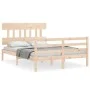 Bed frame with solid wood headboard 140x190 cm by , Beds and slatted bases - Ref: Foro24-3195136, Price: 117,50 €, Discount: %