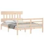 Bed frame with solid wood headboard 140x190 cm by , Beds and slatted bases - Ref: Foro24-3195136, Price: 117,50 €, Discount: %